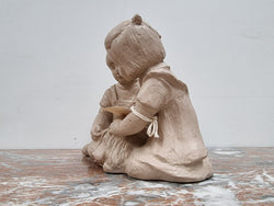 Vintage Austin Productions Signed Patricia Hannon Sculpture "Girl Boy & Dog" 1981GG183 | Antique & Vintage | Moonee Ponds Antiques | Australia Wide Delivery