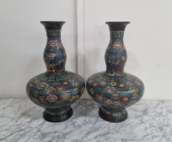 Pair of Early 19th Century Cloisonné Vases | Antique & Vintage | Moonee Ponds Antiques | Australia Wide Delivery