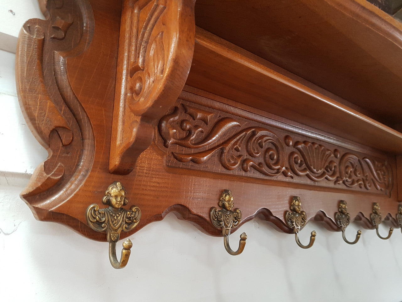 Fabulous French Oak Wall Carved Coat - Hat Rack | Antique & Vintage | Moonee Ponds Antiques | Australia Wide Delivery
