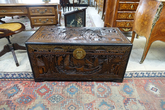 Antique Chinese Carved Camphor Chest