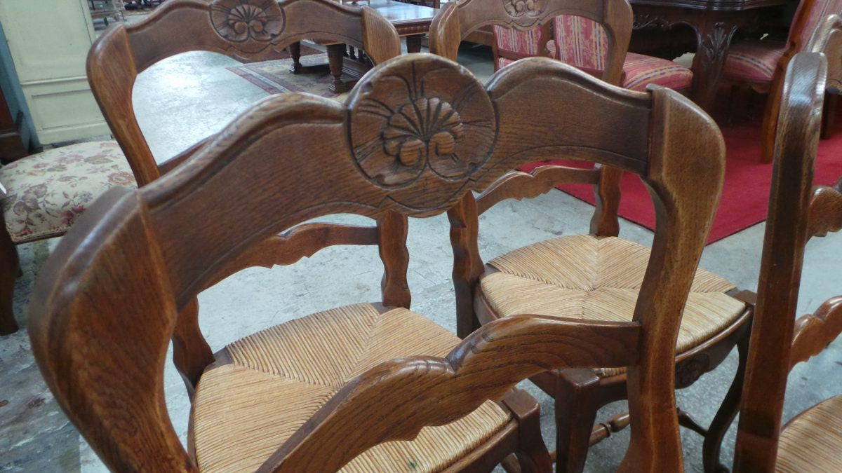 Fantastic Set Of Eight French Oak Carved Dining Chairs | Antique & Vintage | Moonee Ponds Antiques | Australia Wide Delivery
