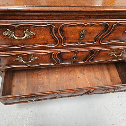 Impressive French Oak 18th Century Louis XV chest of three drawers. Circa: 1770. It has been sourced from France and is in good original detailed condition.