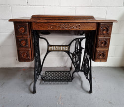 Oak Singer Treadle Sewing Machine on Cast Iron Base | Antique & Vintage | Moonee Ponds Antiques | Australia Wide Delivery