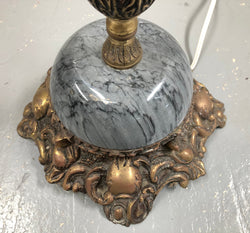 Brass & Stone Standard Lamp With Beautiful Sky Blue Shade | Antique & Vintage | Moonee Ponds Antiques | Australia Wide Delivery