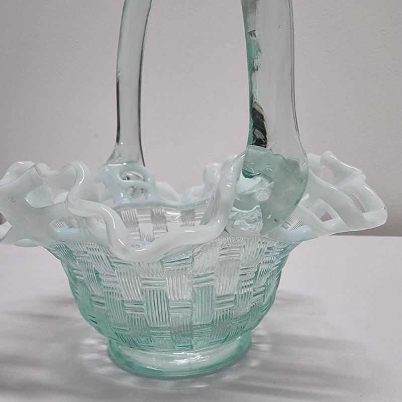 Vintage Fenton Milk glass basket bowl in good original condition and it has been sourced locally.