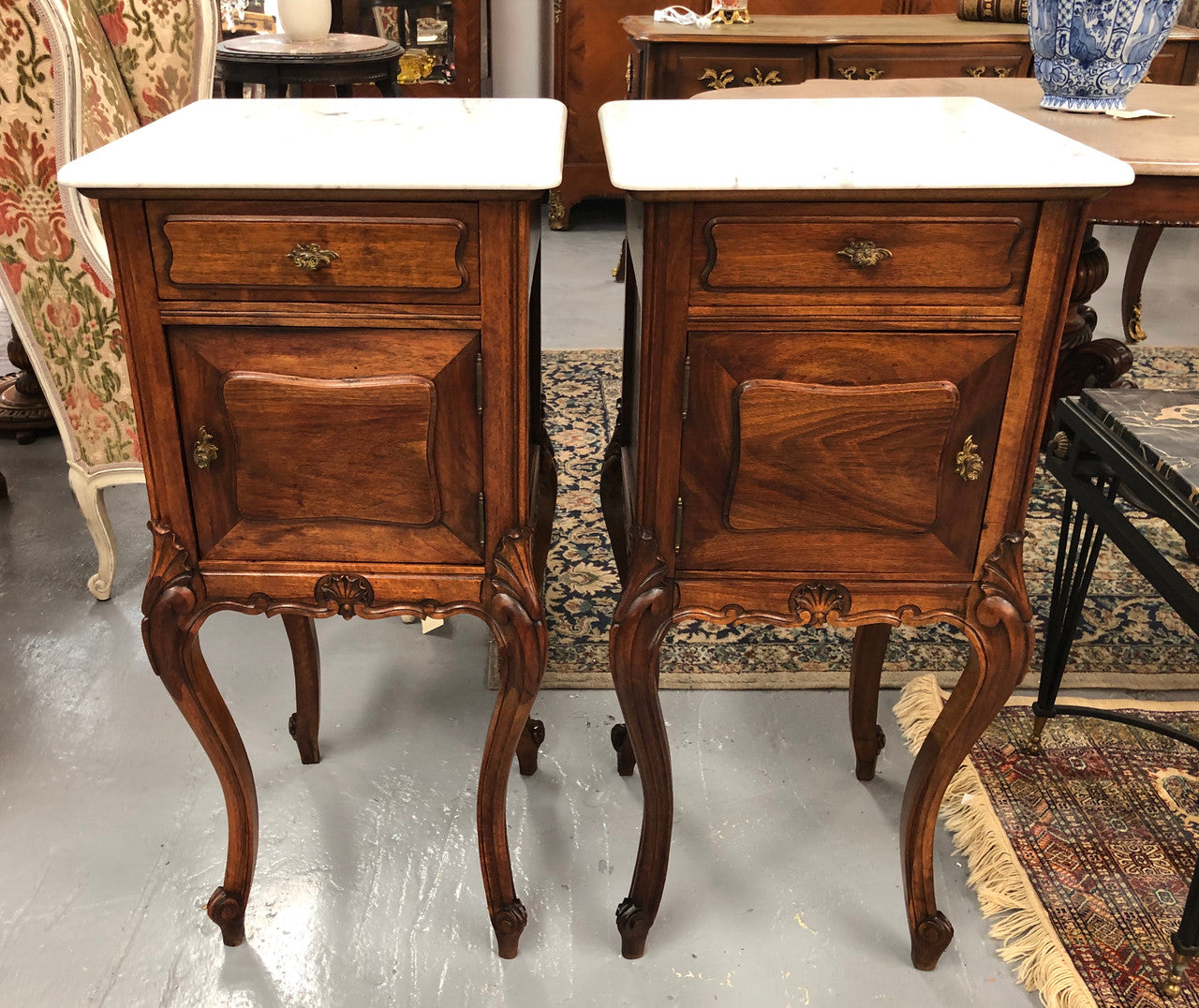 Beautiful pair of French walnut Bedside cabinets | Antique & Vintage | Moonee Ponds Antiques | Australia Wide Delivery