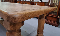 French Oak Stretcher Base Farmhouse Table with Solid Turned Legs | Antique & Vintage | Moonee Ponds Antiques | Australia Wide Delivery