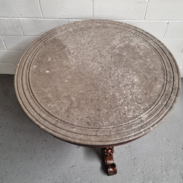 French 19th Century Napoleon III Walnut and marble top centre table. It has been sourced from France and is in good original detailed condition.