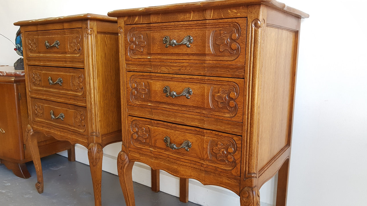 Pair Of French Provincial Oak Chest Bedsides | Antique & Vintage | Moonee Ponds Antiques | Australia Wide Delivery
