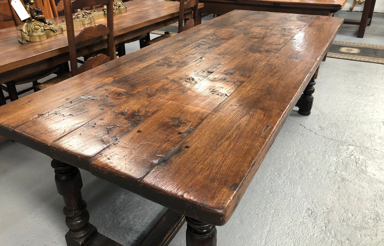 Early 19th Century French Figured Elm Farmhouse Table
