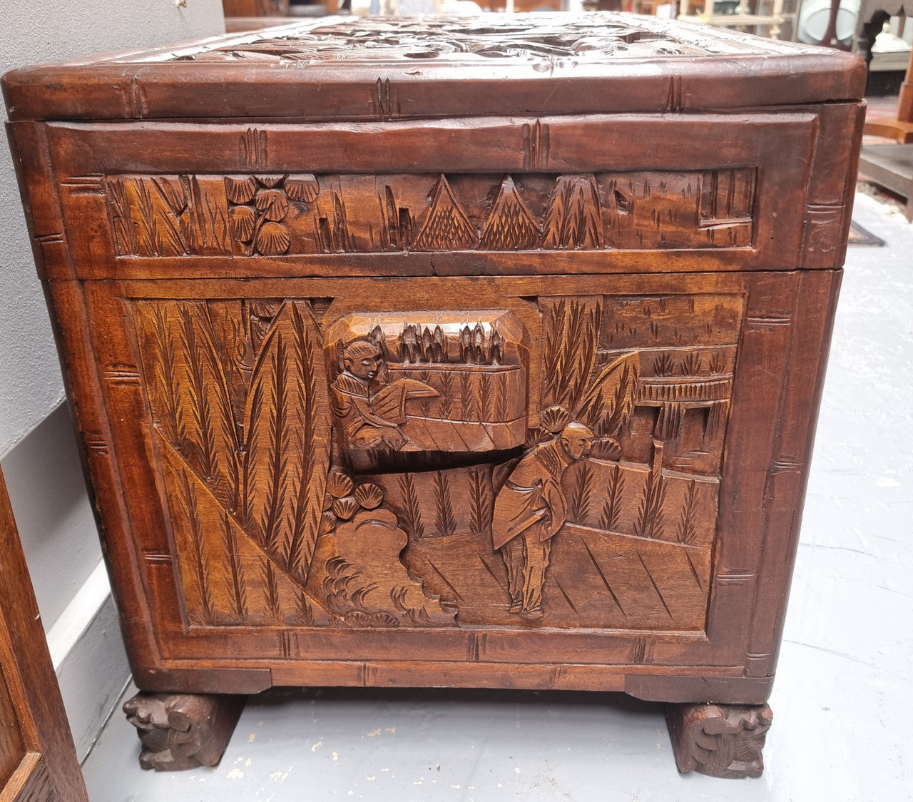 Impressive Carved Camphor Wood Chest