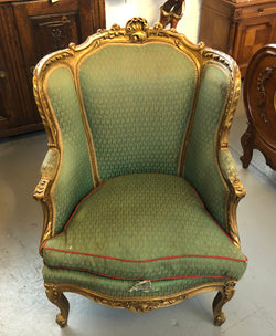 Charming Louis XV Glided Walnut Chair - Carved Bergère | Antique & Vintage | Moonee Ponds Antiques | Australia Wide Delivery