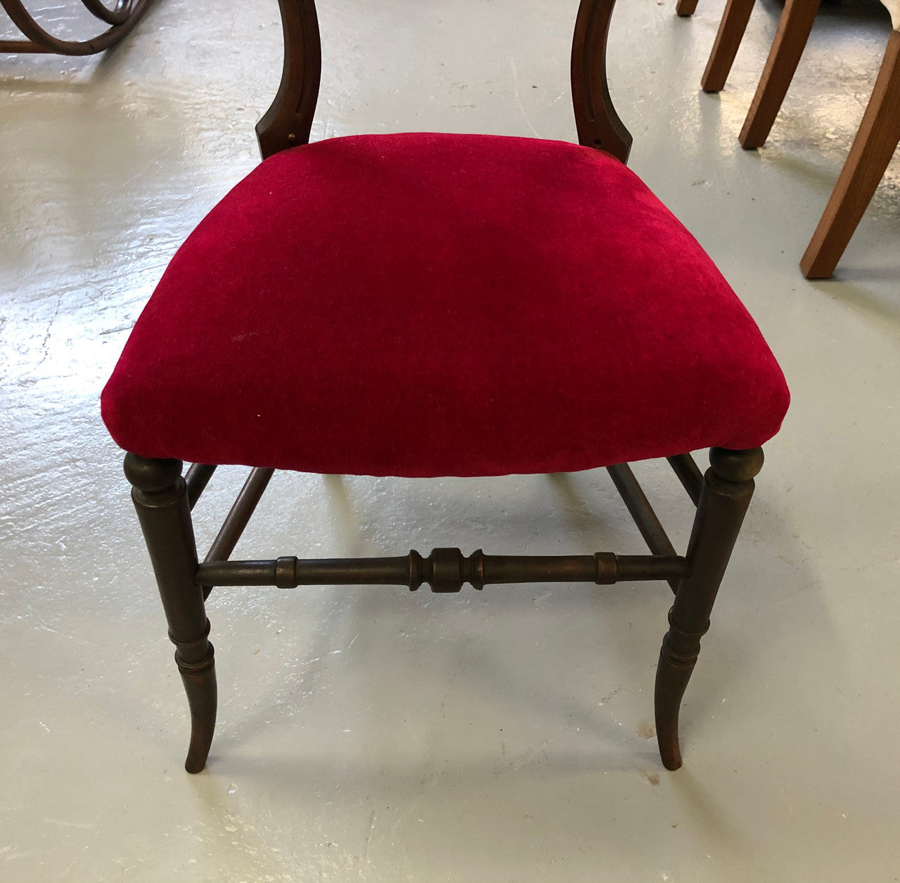 Edwardian Bedroom Chair With Red Upholstery