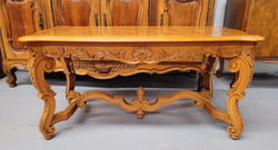 French Oak Parquetry Top Coffee Table With Decorative Carved Base | Antique & Vintage | Moonee Ponds Antiques | Australia Wide Delivery