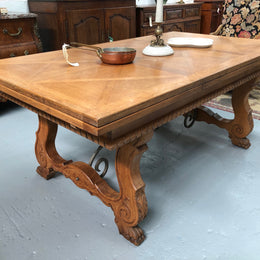 French Oak Spanish Style Extension Table