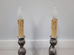 Pair of Antique French Silver Candlestick Table Lamps | Antique & Vintage | Moonee Ponds Antiques | Australia Wide Delivery