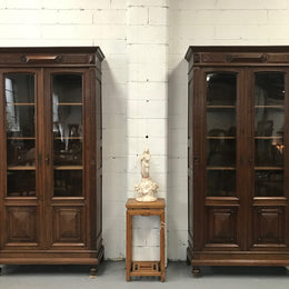 Superb Pair of Henry II style French Two Door Oak Bookcases