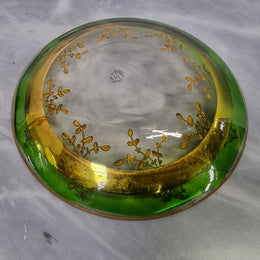 Small Green And Gold Moser Glass Plate