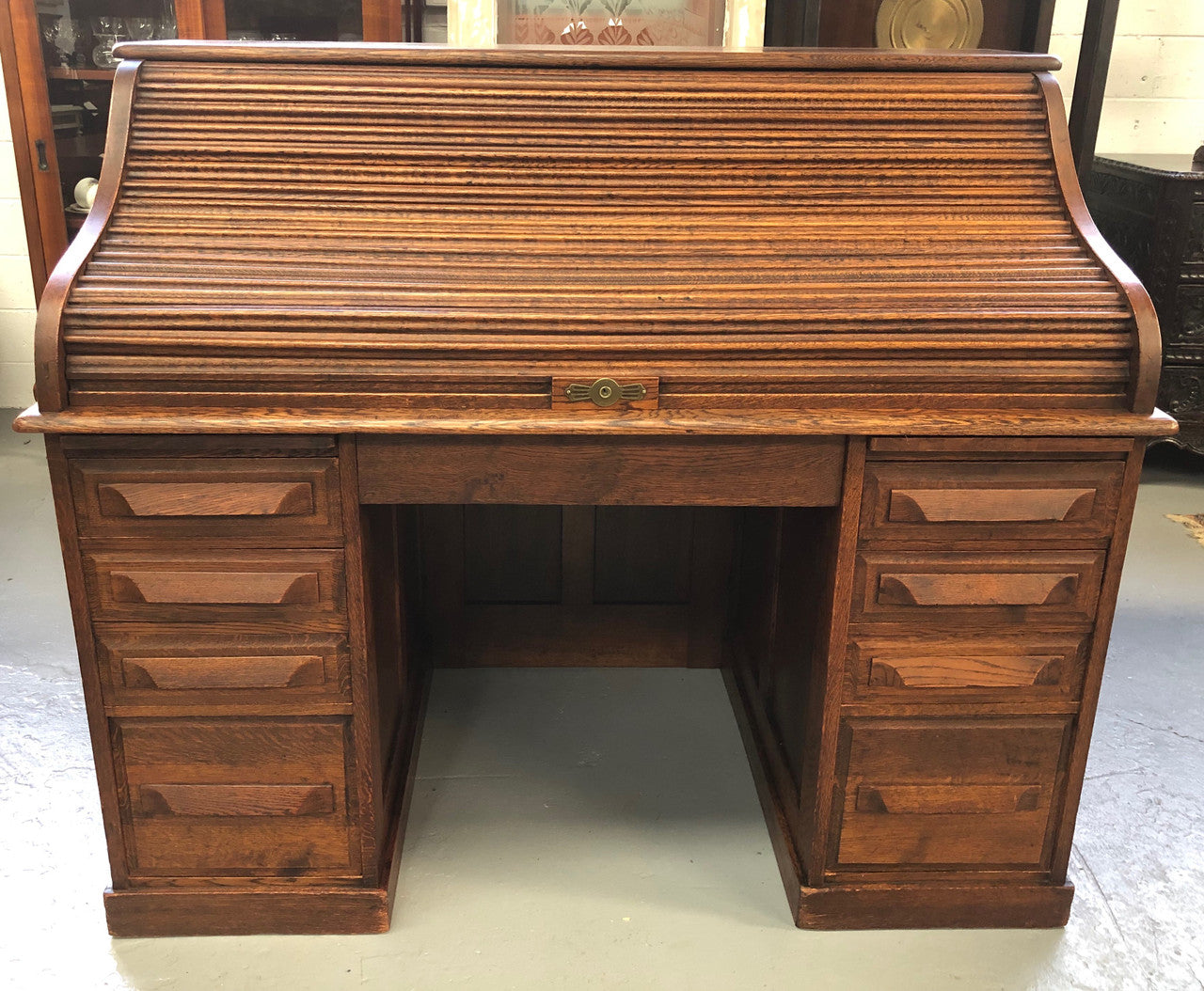 Fabulous American Oak Roll Top Desk