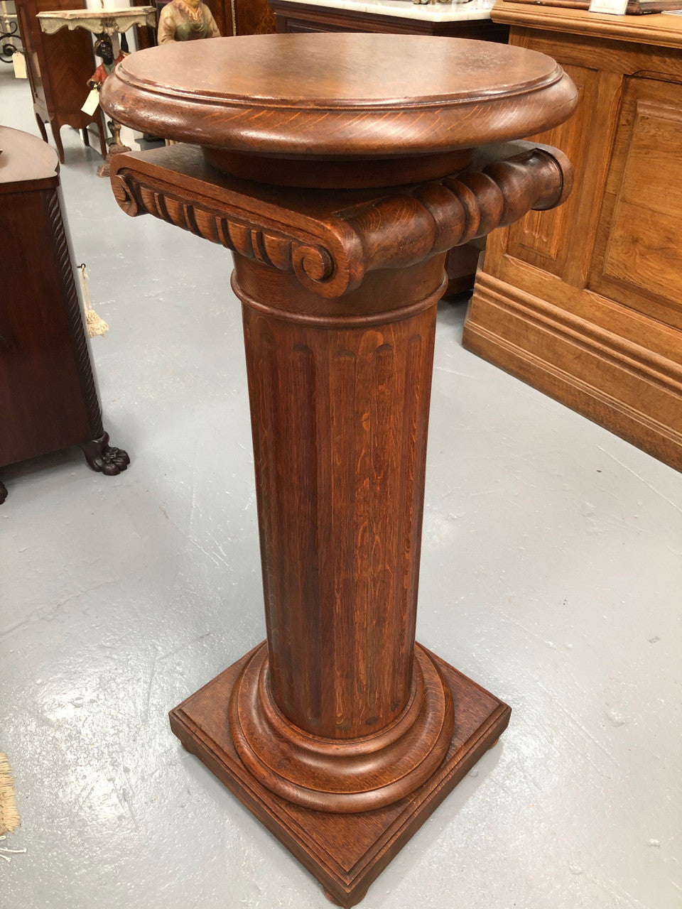 Stunning Tudor Style English Oak Pedestal | Antique & Vintage | Moonee Ponds Antiques | Australia Wide Delivery