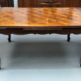 French Oak Louis XV th Style Parquetry Top Extension Table