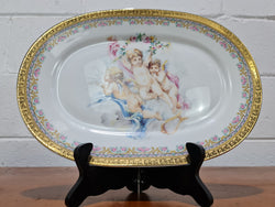 T. Limoges Porcelain Decorative Oval Plate Depicting 3 Cherubs With Gold Edging | Antique & Vintage | Moonee Ponds Antiques | Australia Wide Delivery