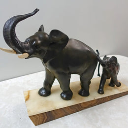 Irenee Rochard Bronze Animal Sculpture On Marble Base