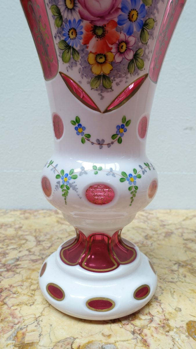 Bohemian Overlay Glass Vase | Antique & Vintage | Moonee Ponds Antiques | Australia Wide Delivery