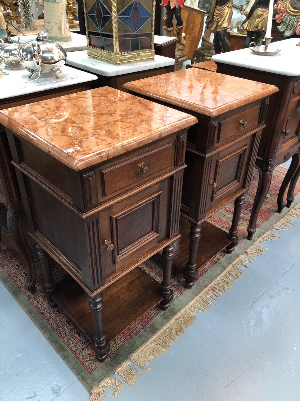French Oak Marble Topped Bedsides | Antique & Vintage | Moonee Ponds Antiques | Australia Wide Delivery