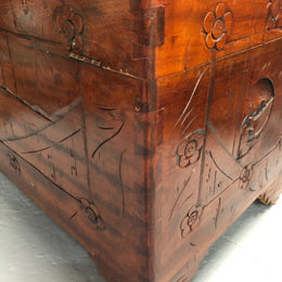 Lovely Carved Camphor Wood Chest