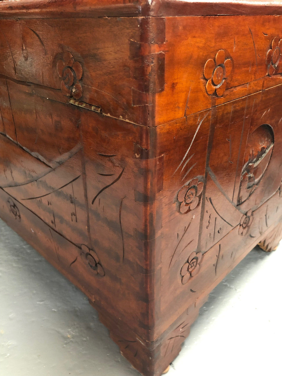 Lovely Carved Camphor Wood Chest