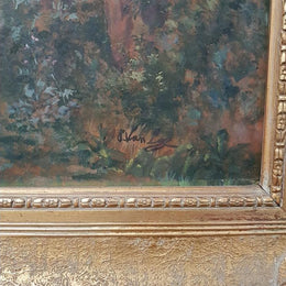 A superb French oil painting of a lovely landscape farm scene, signed by the artist. Framed in an original gilt frame.