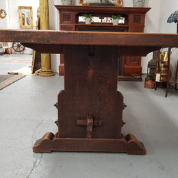 19th Century French Oak pedestal farmhouse table. In very good original detailed condition. Circa 1860's.