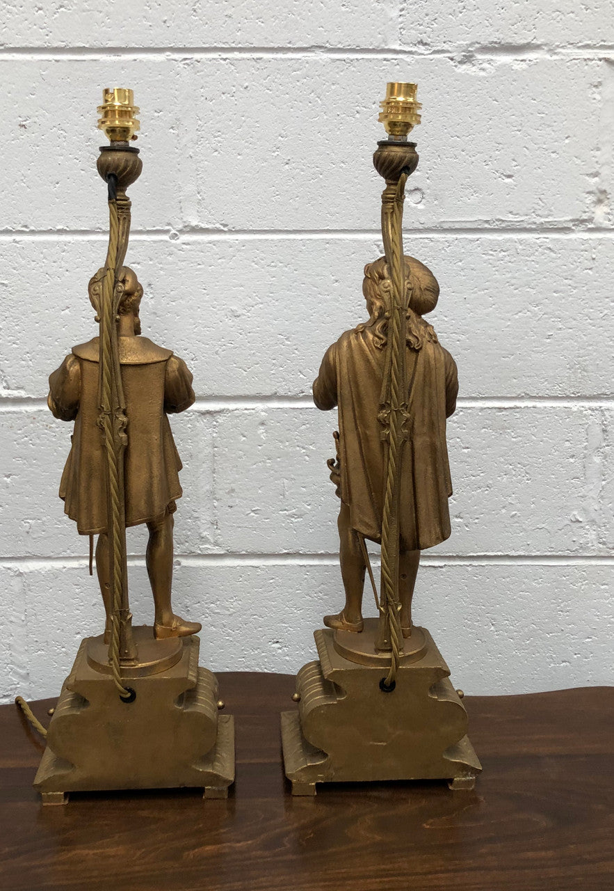 Fabulous Pair Of French Gilt Metal Table Lamps Of "The Artist" & "The Sculptor" | Antique & Vintage | Moonee Ponds Antiques | Australia Wide Delivery