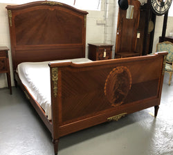 French Louis XVI Style Walnut Queen Size Bed | Antique & Vintage | Moonee Ponds Antiques | Australia Wide Delivery