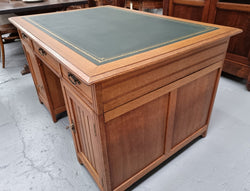 French Oak Art Deco Full Partners Desk With Leather Top | Antique & Vintage | Moonee Ponds Antiques | Australia Wide Delivery