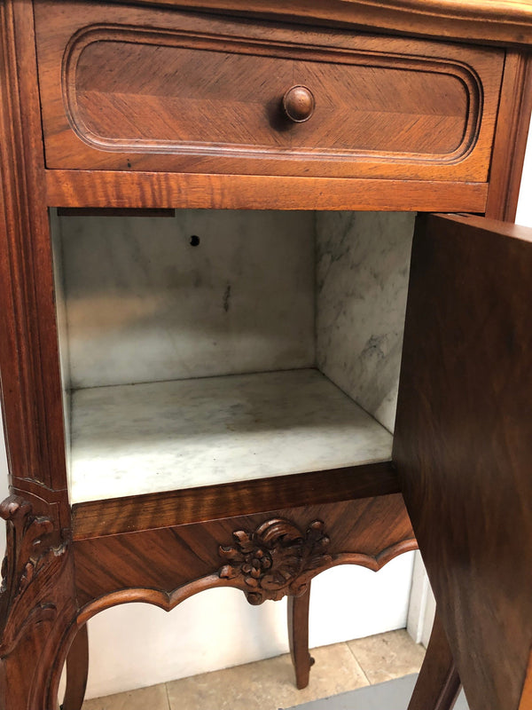 Pair of French Louis XV Style Walnut Bedside Tables