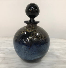 Nick Wirdnam Round Black & Gold Art Glass Scent Bottle | Antique & Vintage | Moonee Ponds Antiques | Australia Wide Delivery