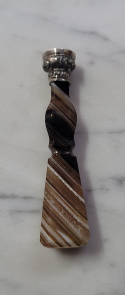 Stunning French Banded Agate & Silver Wax Seal | Antique & Vintage | Moonee Ponds Antiques | Australia Wide Delivery