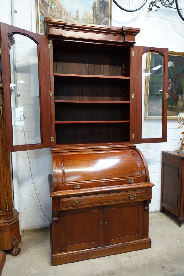 Victorian Antique Cedar Secretaire Bookcase