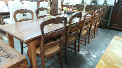 Solid Set Of Ten French Oak Rush Seat Dining Chairs | Antique & Vintage | Moonee Ponds Antiques | Australia Wide Delivery