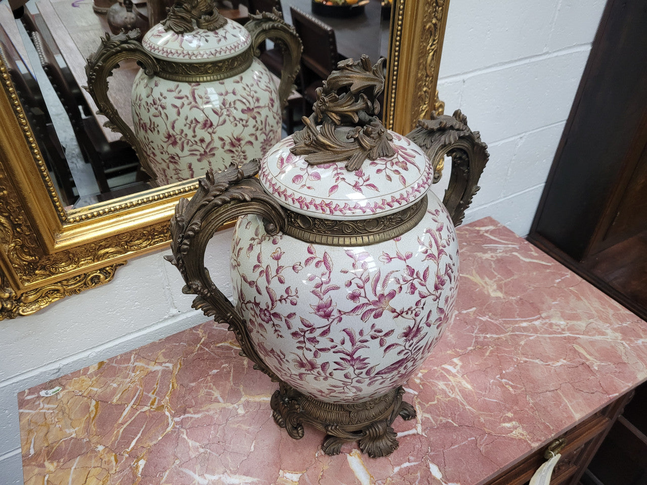 Large Attractive Ceramic Ornamental Lidded Jar with Stunning Ormolu Features