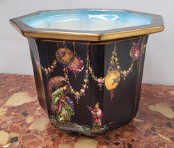 Antique Jardinière Black Background & Colorful Oriental Scene | Antique & Vintage | Moonee Ponds Antiques | Australia Wide Delivery