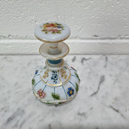 19th century French hand painted and gilded opaline glass scent/perfume bottle. It has marks to the base. In good original condition please view photos as they help form part of the description.