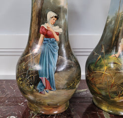 Pair of Victorian Decorative Vases Depicting Women | Antique & Vintage | Moonee Ponds Antiques | Australia Wide Delivery