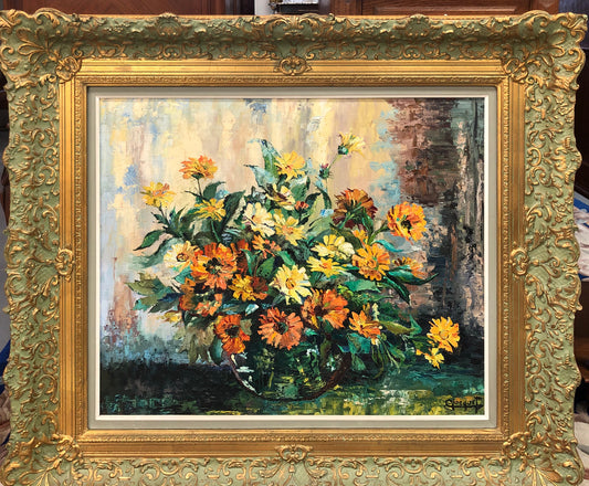 Beautifully framed floral oil on canvas