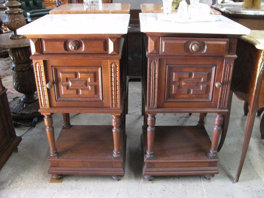 Pair French Walnut Bedside Cabinets