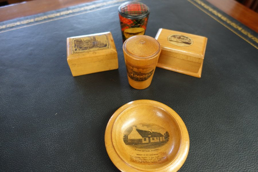 Selection Of English Mauchline Ware Antique Boxes