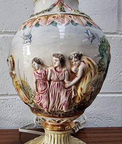 Pair of Hand Painted Capodimonte Vintage Table Lamps | Antique & Vintage | Moonee Ponds Antiques | Australia Wide Delivery