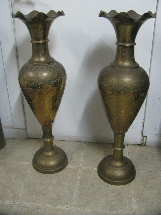 Pair Of Indian Brass Vases | Antique & Vintage | Moonee Ponds Antiques | Australia Wide